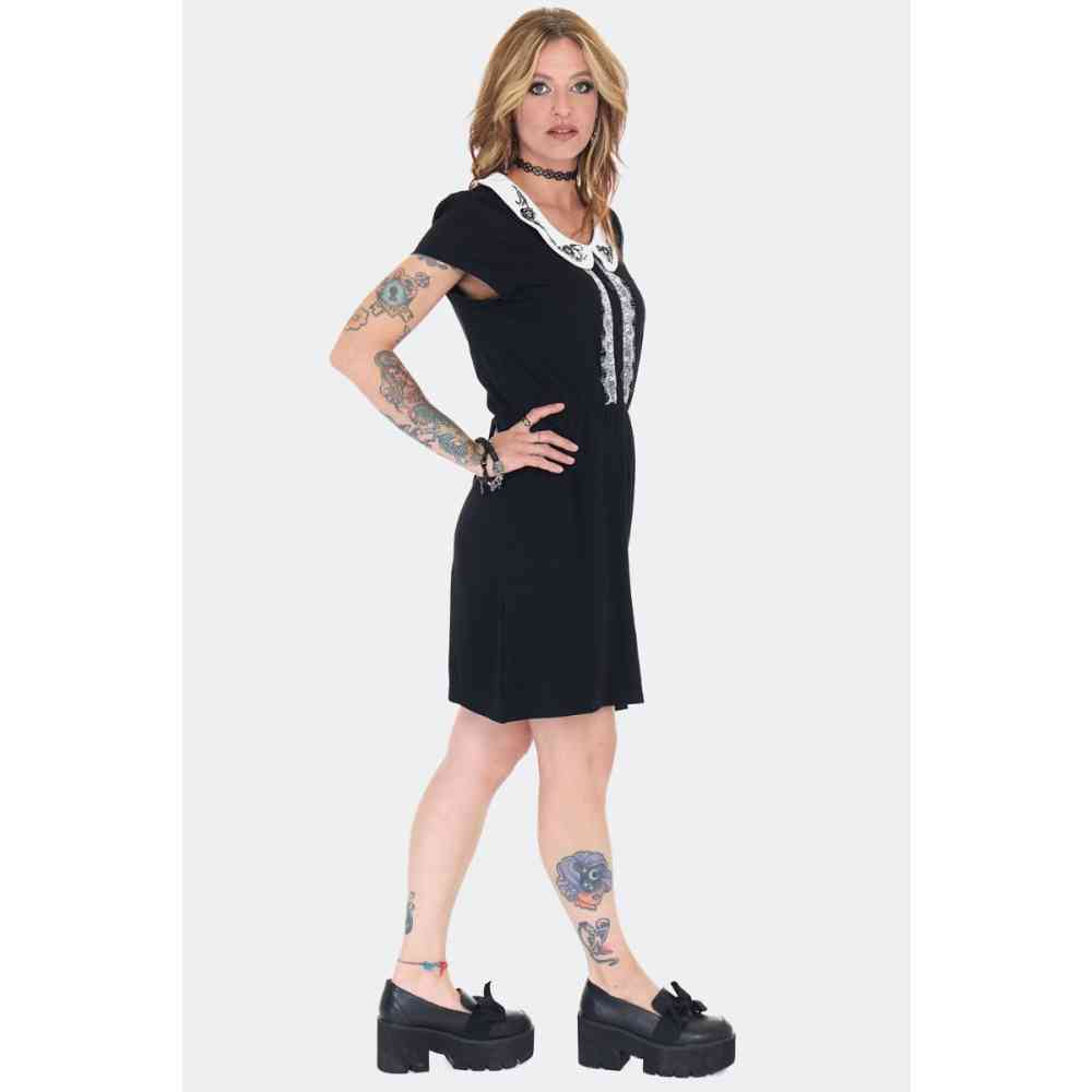 Jawbreaker - Shirt Dress With Embroidered Collar Mini jurk - Zwart